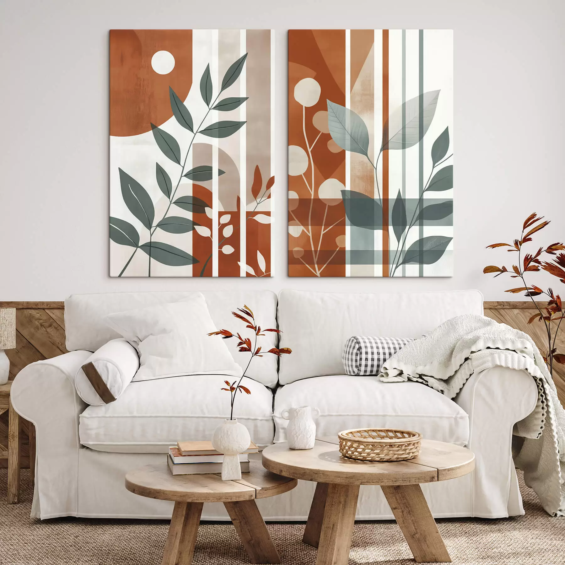  Schilderijen Abstractie met takken en bladeren m01074