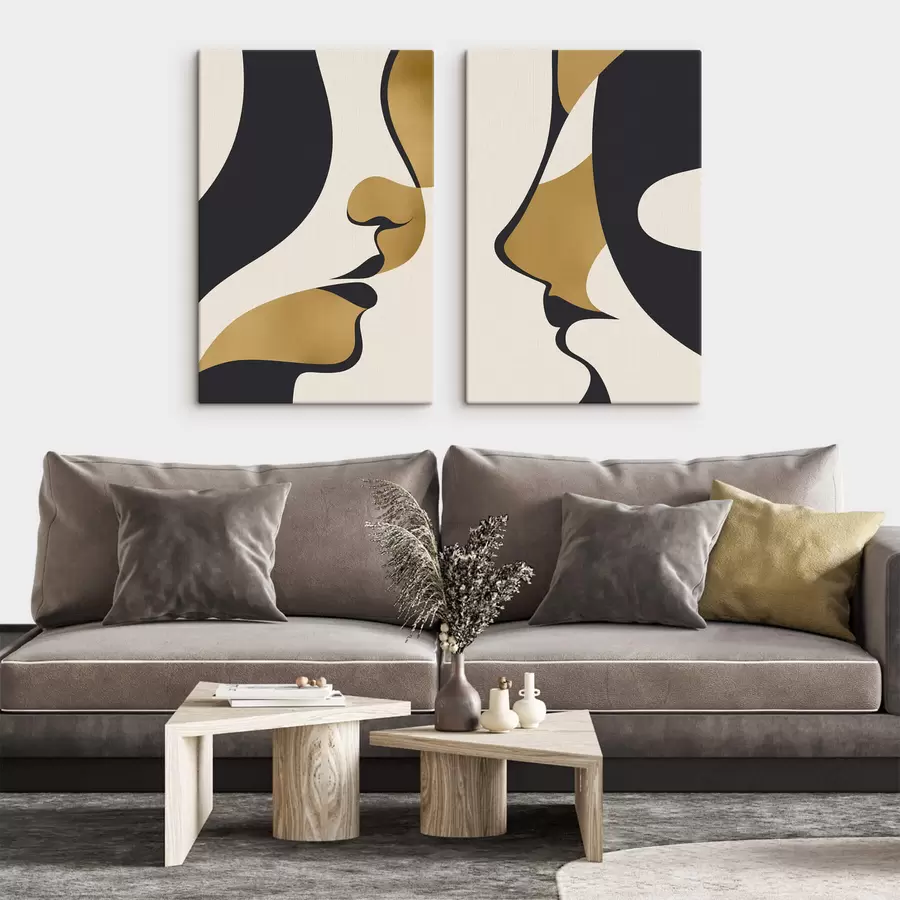  Schilderijen Abstracte silhouetten van gezichten m01166