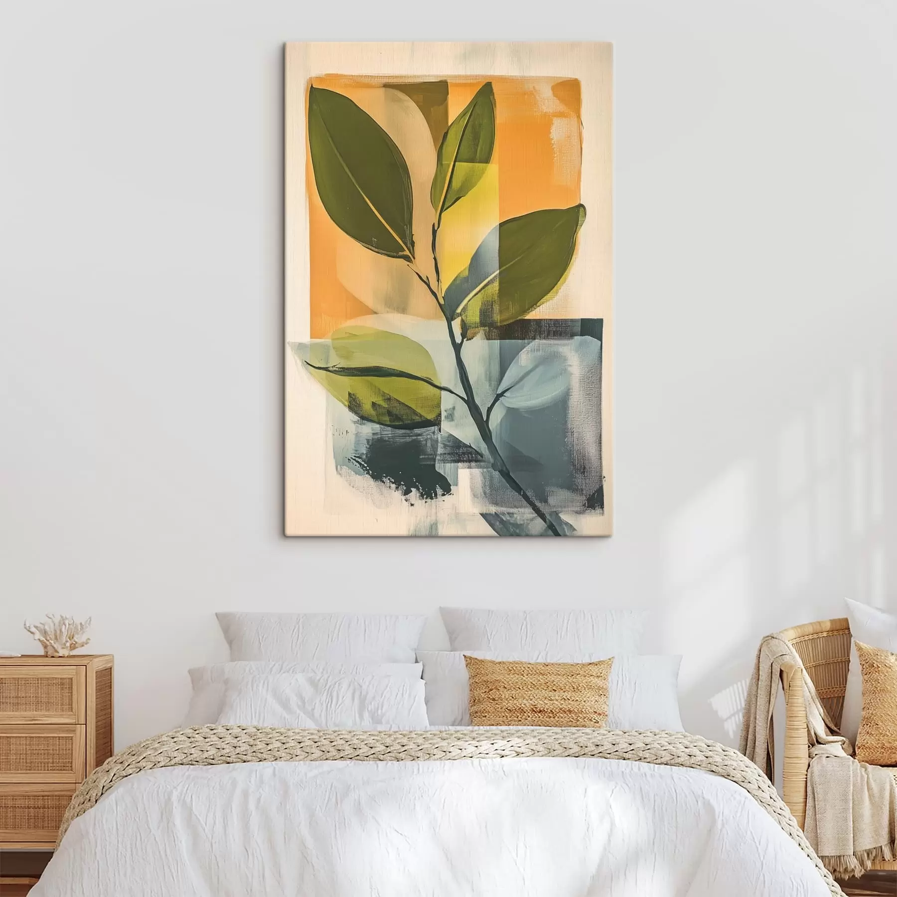  Schilderijen Een tak met bladeren op een abstracte achtergrond s47250