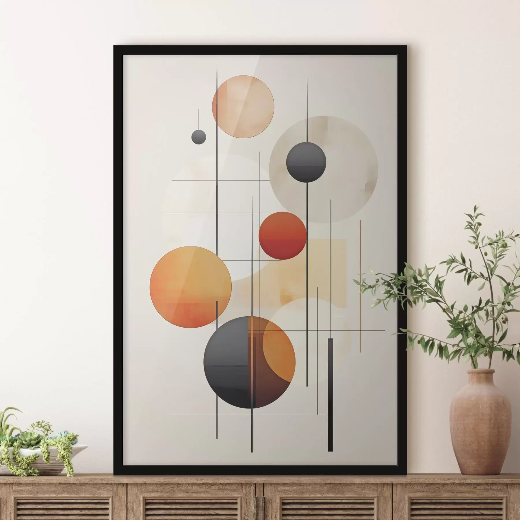 Fotobehang Geometrische abstractie met bollen f46977