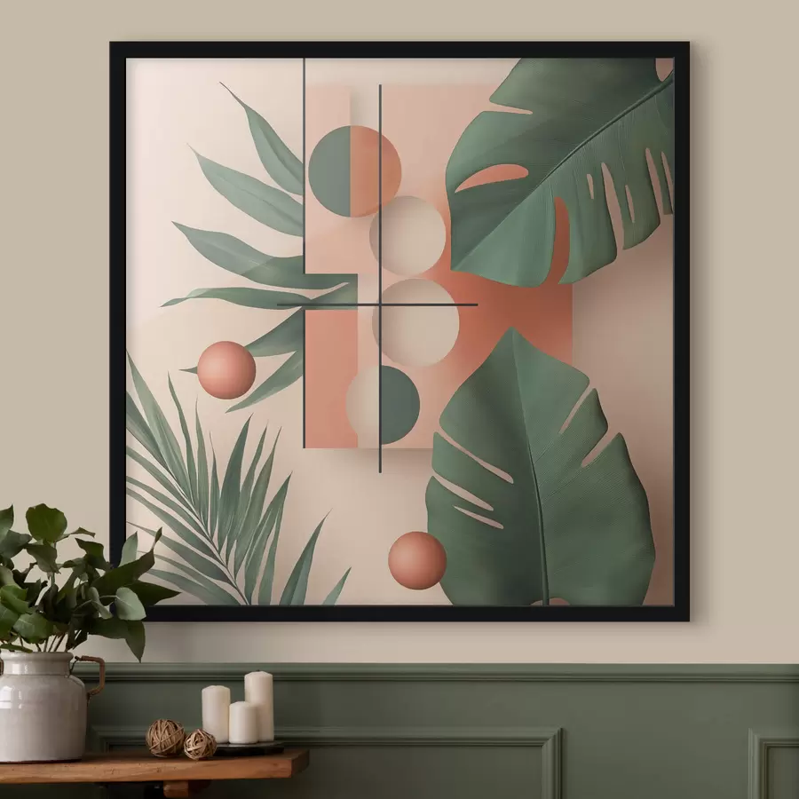 Fotobehang Abstractie met grote tropische bladeren f47099