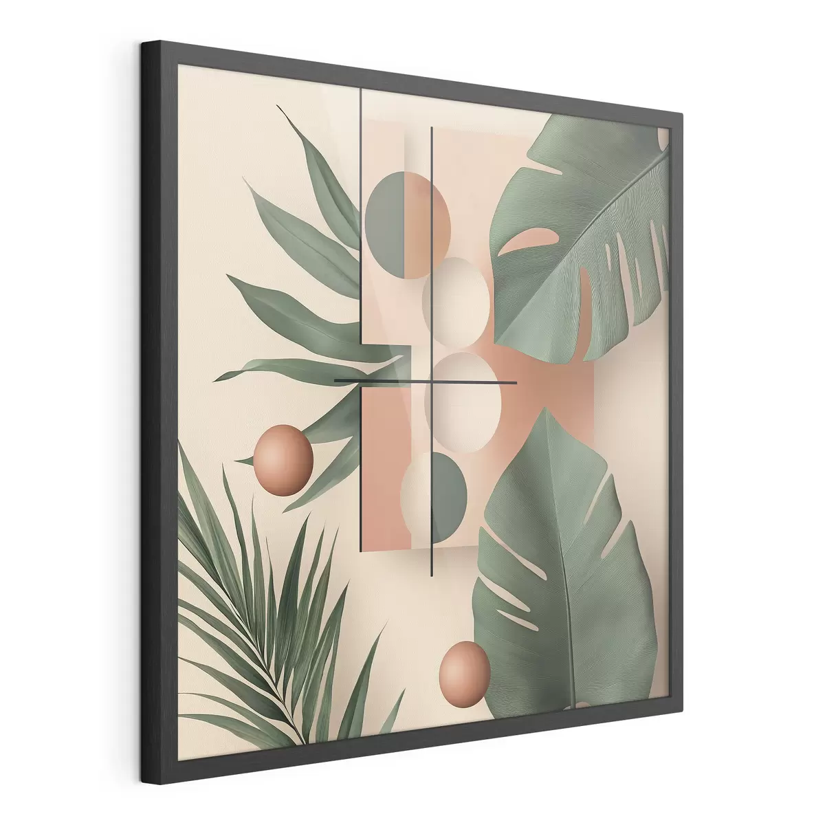 Poster Abstractie met grote tropische bladeren f47099