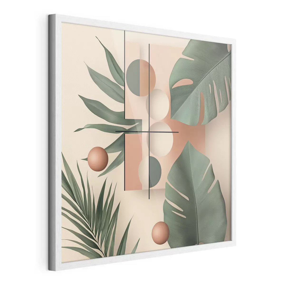 Poster Abstractie met grote tropische bladeren f47099