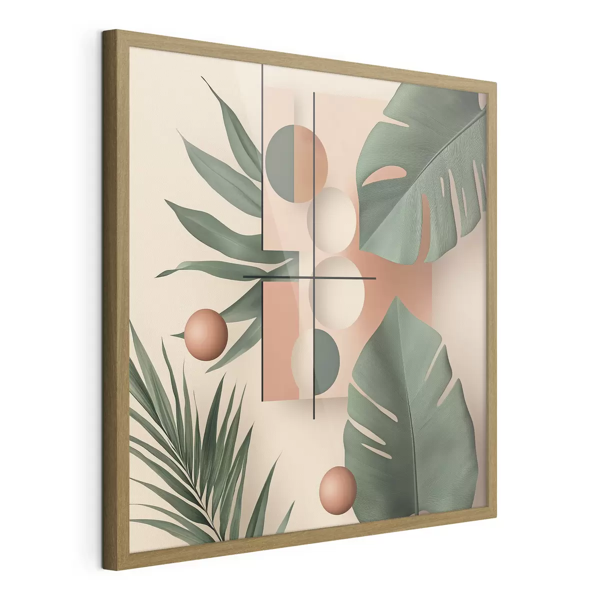 Poster Abstractie met grote tropische bladeren f47099