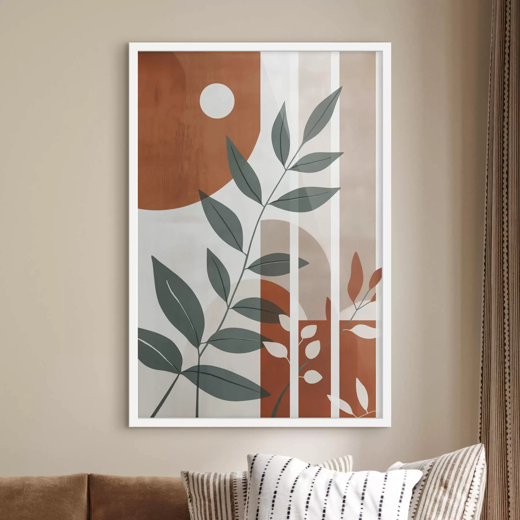 Fotobehang Abstractie met takken en bladeren f47247