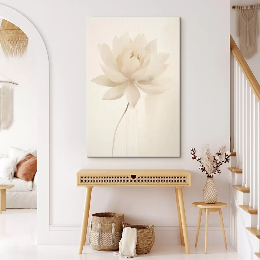  Schilderijen Delicate witte lotus op een lichte achtergrond in minimalistische stijl s46936
