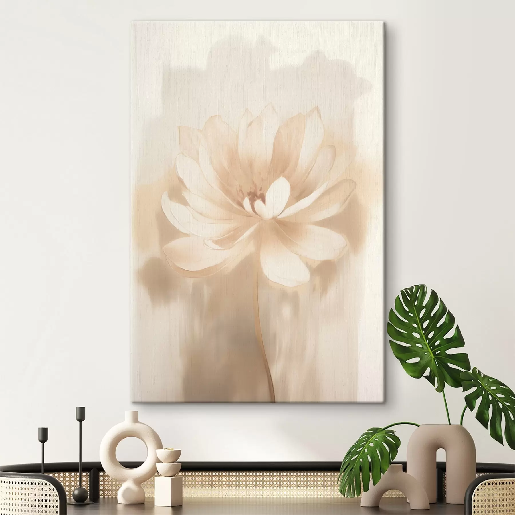  Schilderijen Lotus met delicate schaduwen en een wazige achtergrond in een artistieke posterstijl s46937