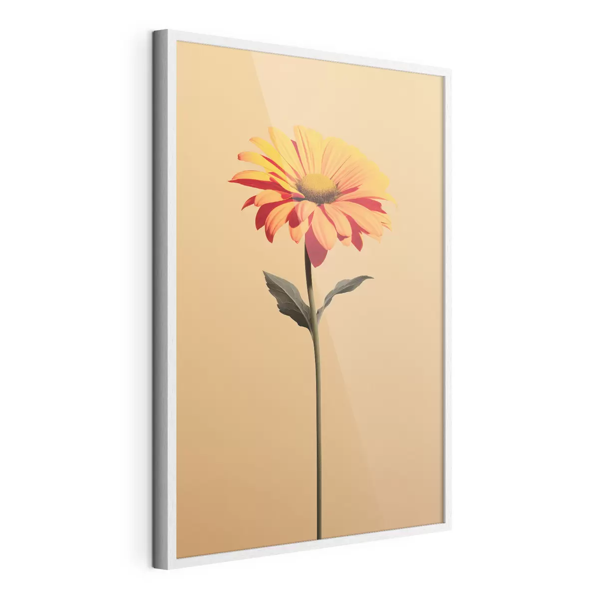 Poster Gerbera-bloem op een effen achtergrond met zacht licht in een minimalistische stijl f46928
