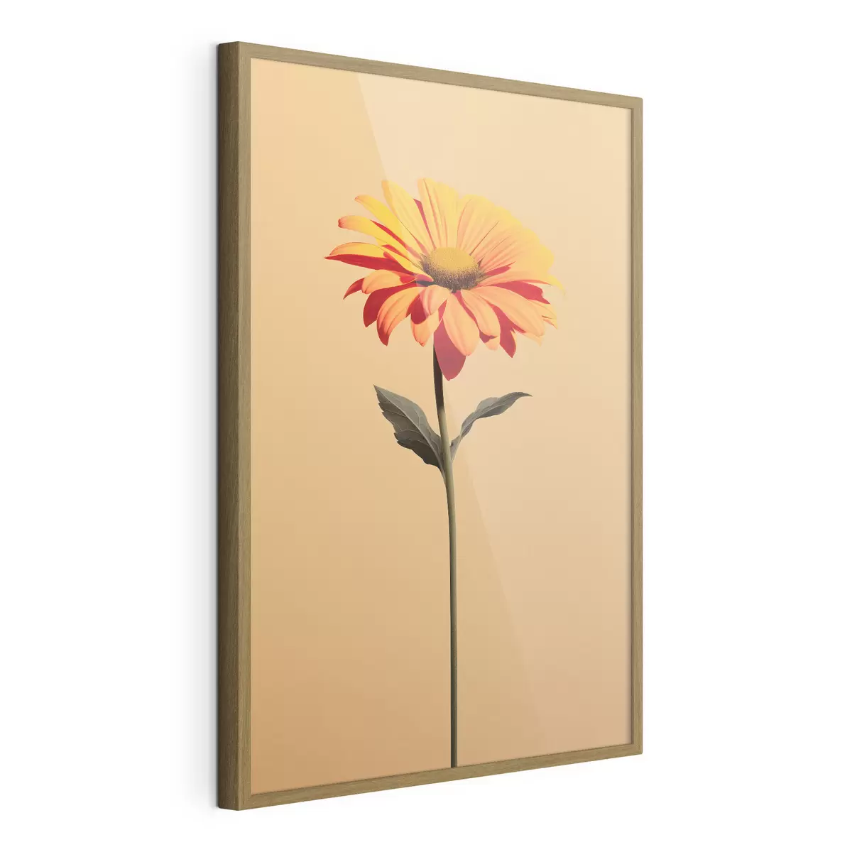 Poster Gerbera-bloem op een effen achtergrond met zacht licht in een minimalistische stijl f46928