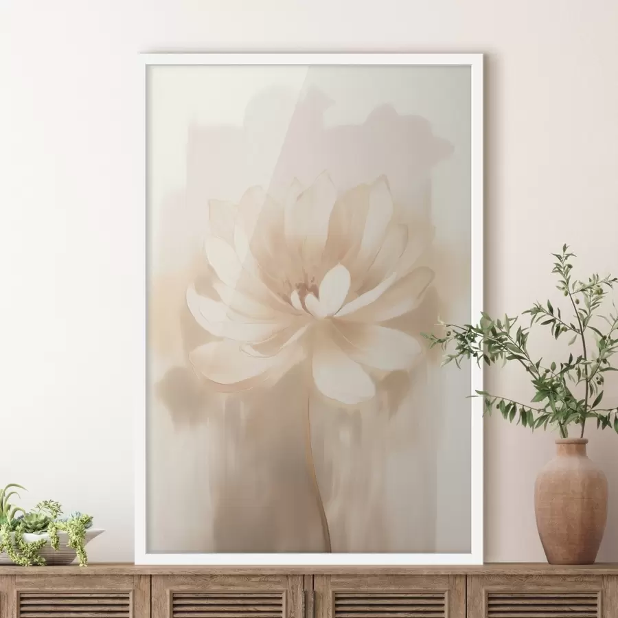 Fotobehang Lotus met delicate schaduwen en een wazige achtergrond in een artistieke posterstijl f46937