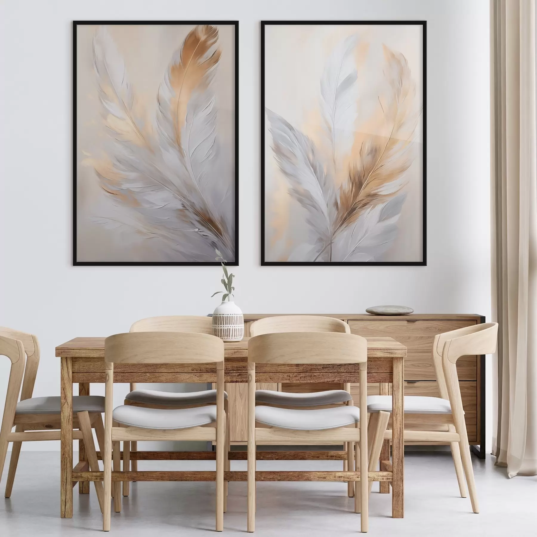 Fotobehang Veren met oranje accenten, minimalistische compositie met textuur, moderne kunst d00828