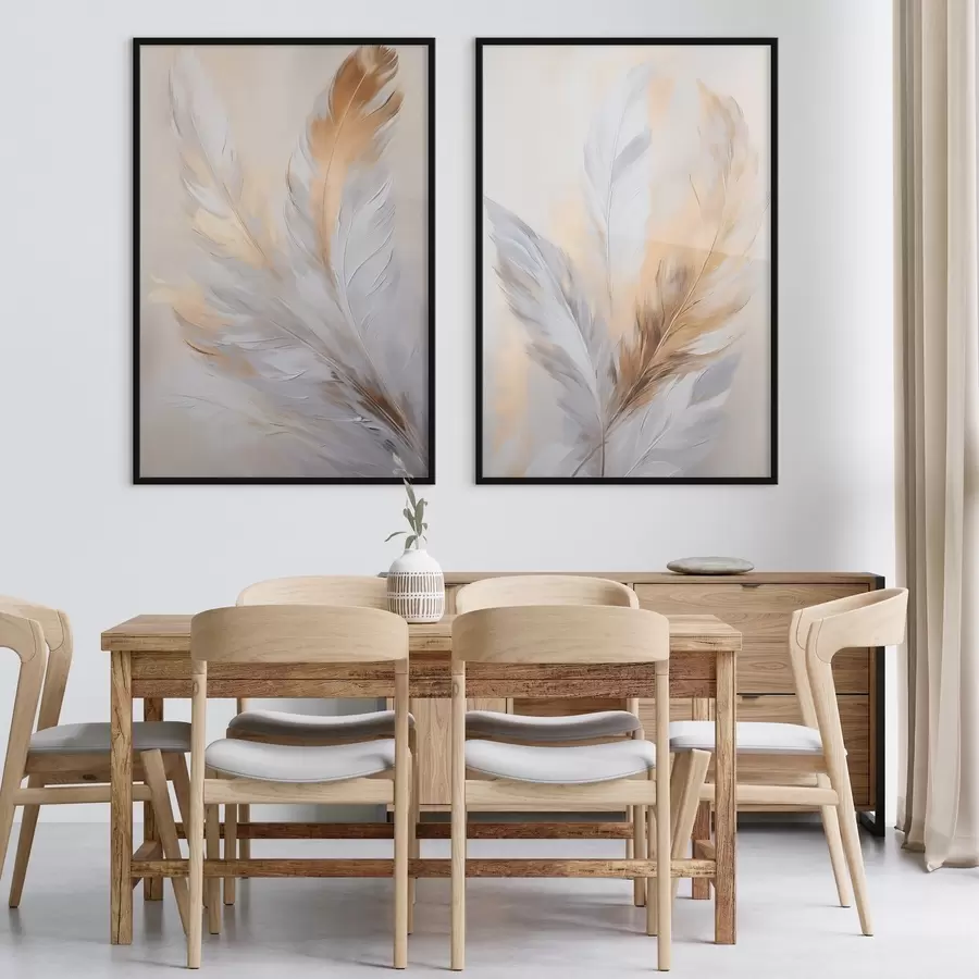 Fotobehang Veren met oranje accenten, minimalistische compositie met textuur, moderne kunst d00828