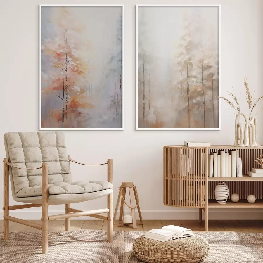 Fotobehang Herfstbos imitatie schilderij d00833