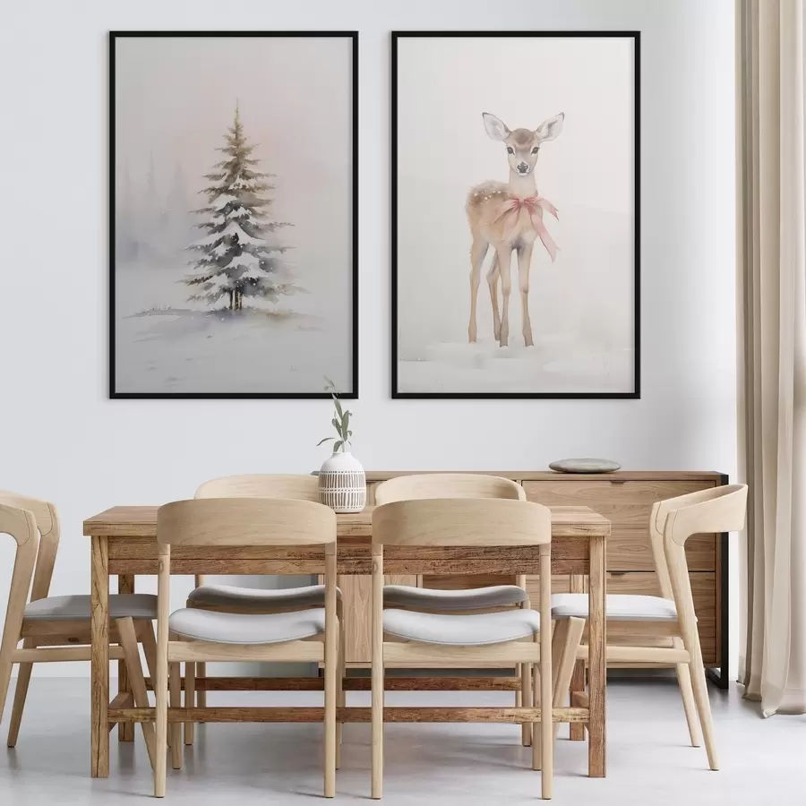 Fotobehang Sparren en reeën d00933