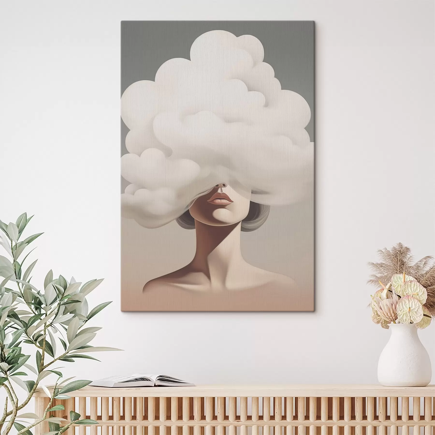  Schilderijen Het gezicht van het meisje wordt bedekt door een wolk. s47337