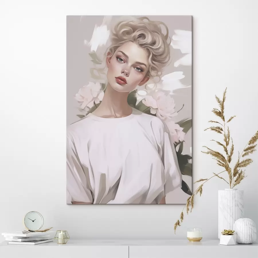  Schilderijen Portret van een meisje in een T-shirt s47340