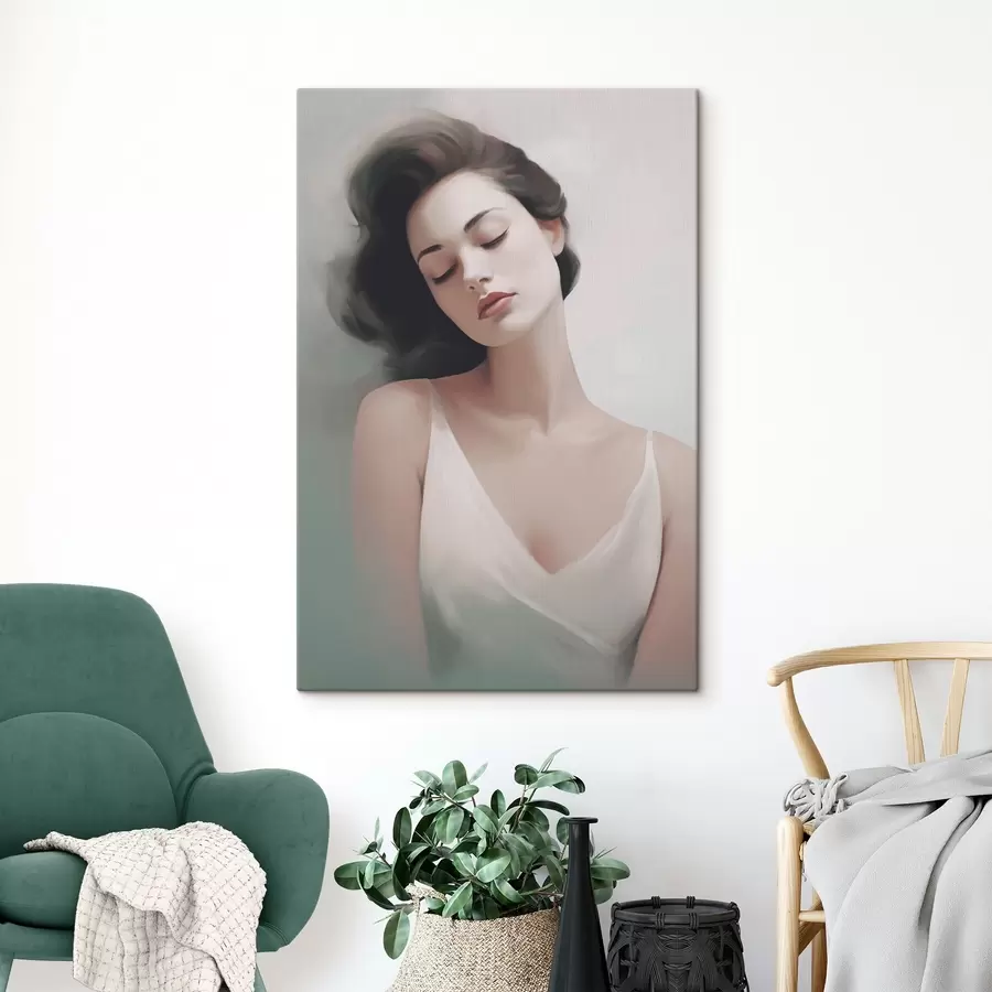  Schilderijen Portret van een meisje met gesloten ogen s47342