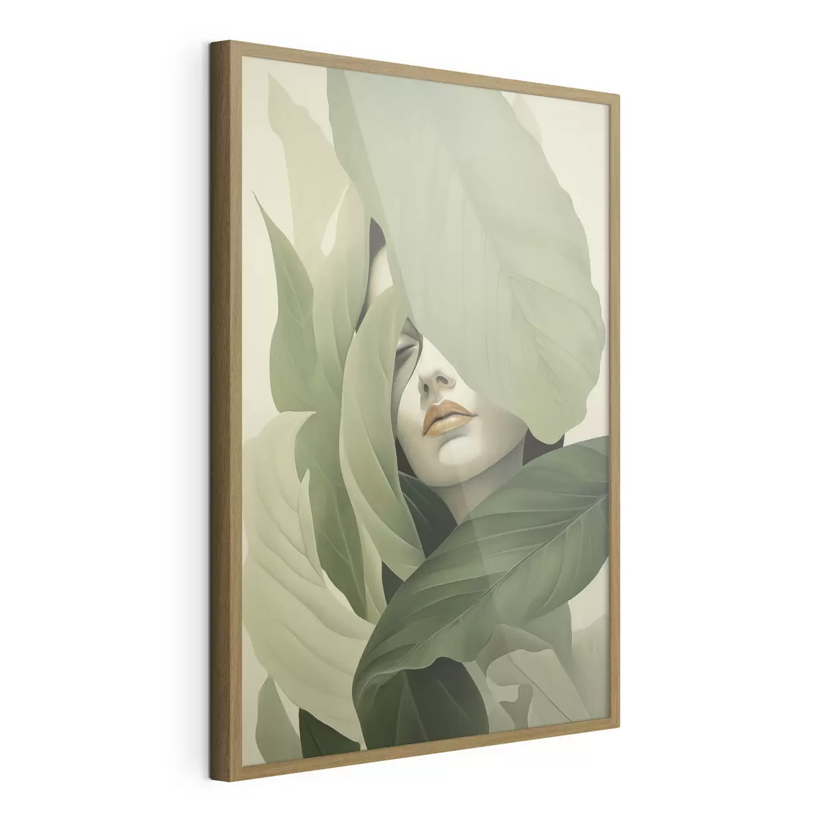 Poster Surrealistisch portret van een meisje in gebladerte f47332