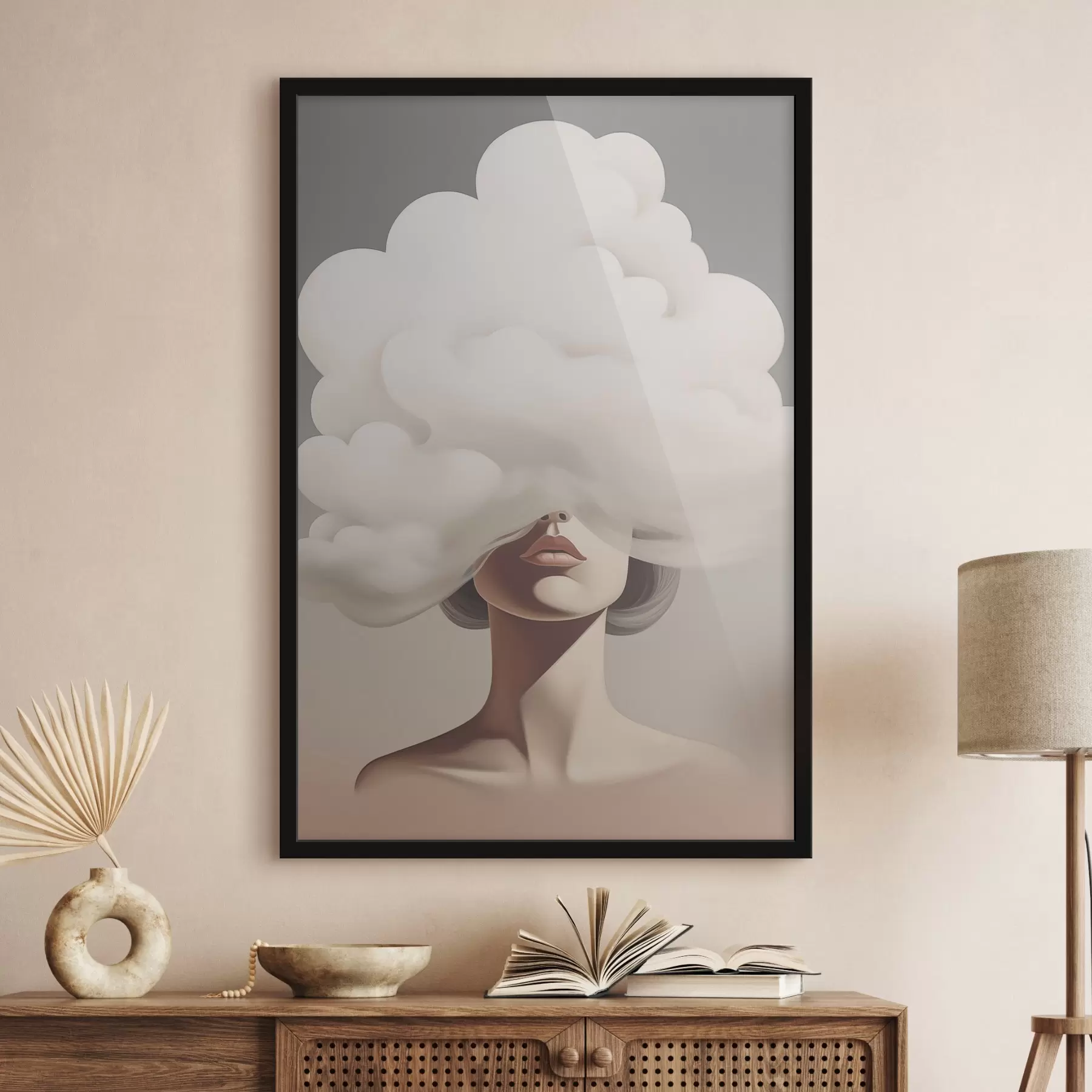 Fotobehang Het gezicht van het meisje wordt bedekt door een wolk. f47337