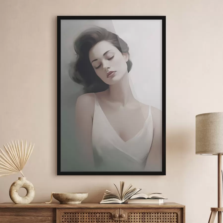 Fotobehang Portret van een meisje met gesloten ogen f47342