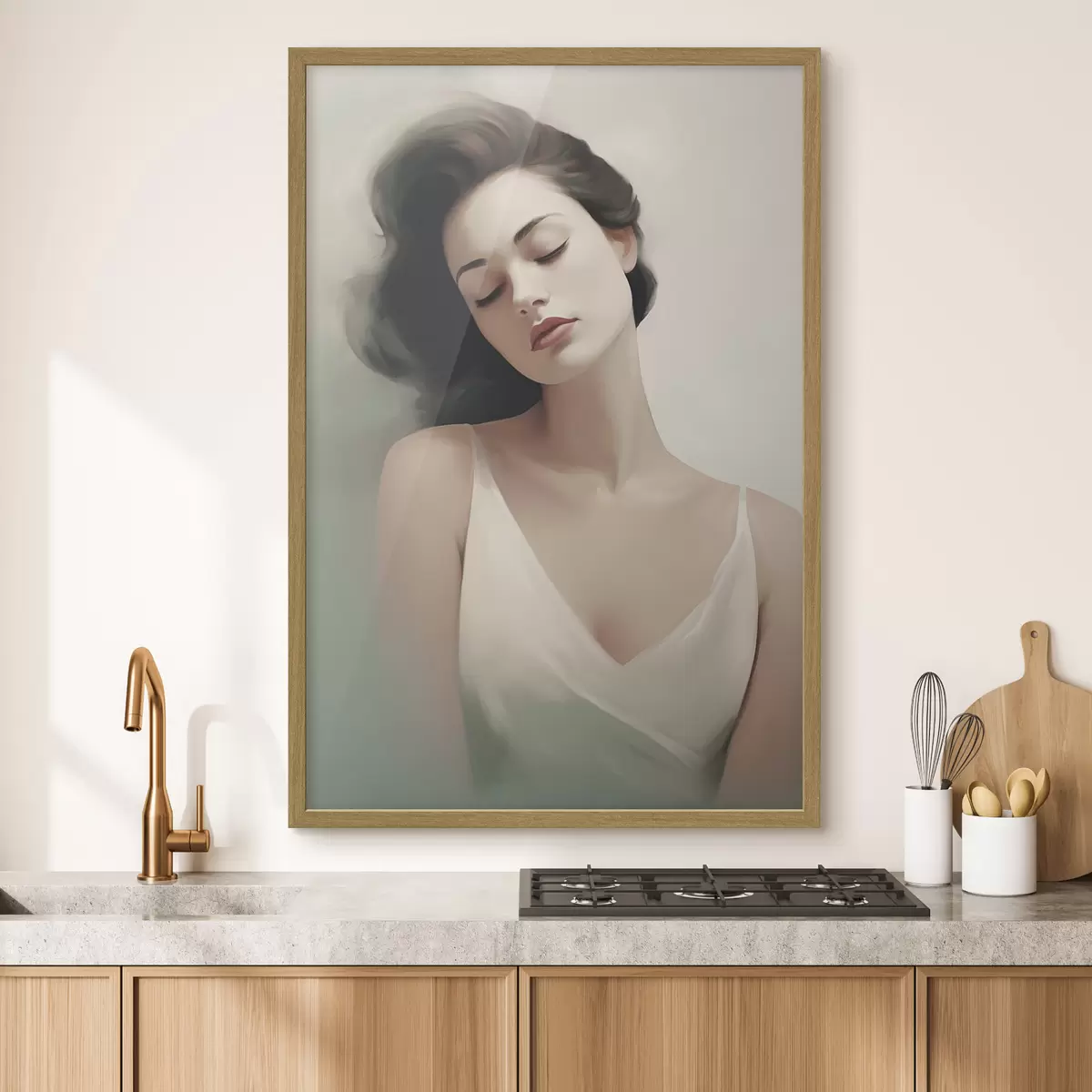 Poster Portret van een meisje met gesloten ogen f47342