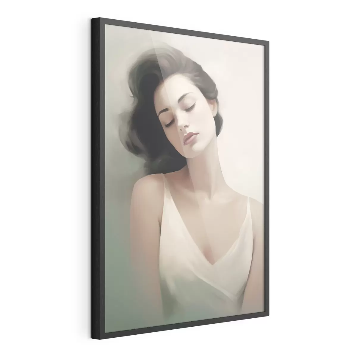 Poster Portret van een meisje met gesloten ogen f47342