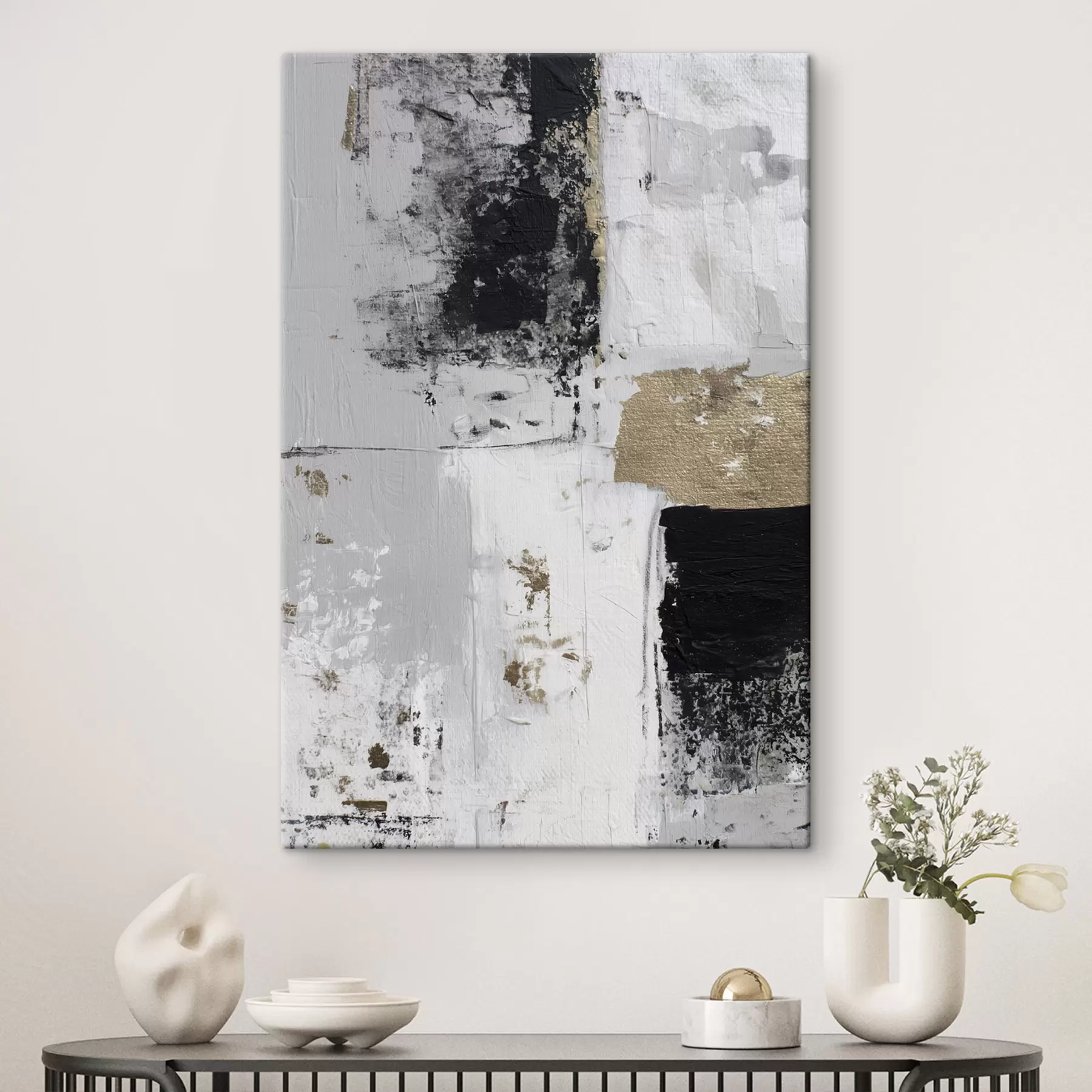  Schilderijen hedendaagse abstractie in contrasterende kleuren s47134