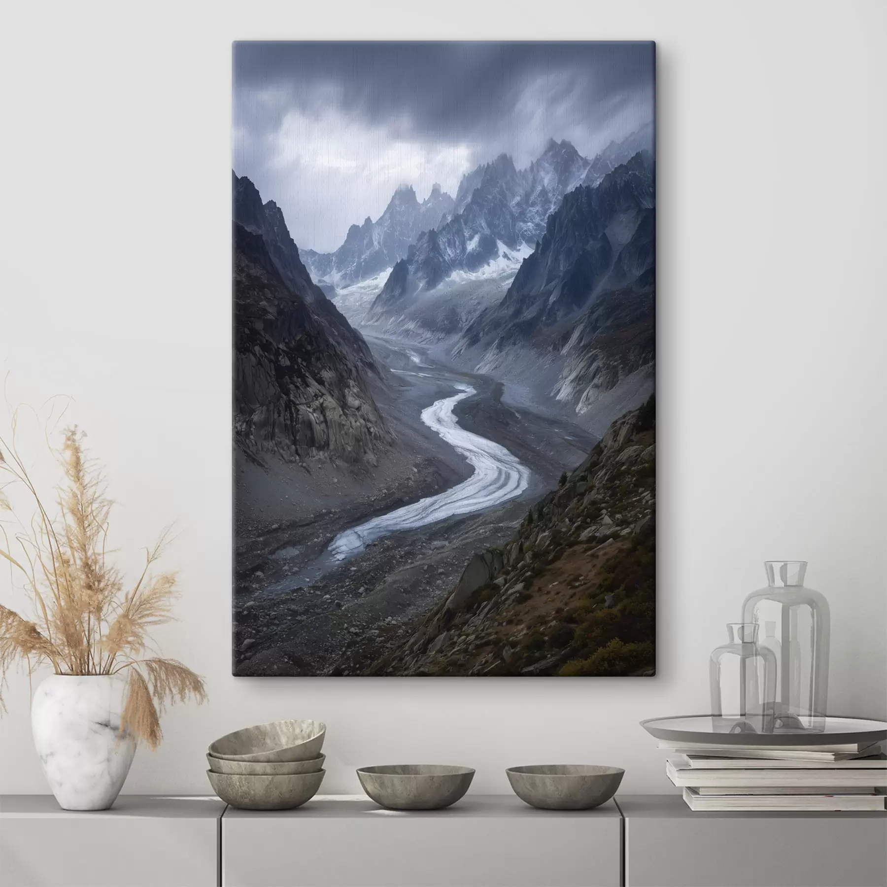  Schilderijen berglandschap met wolken s47143