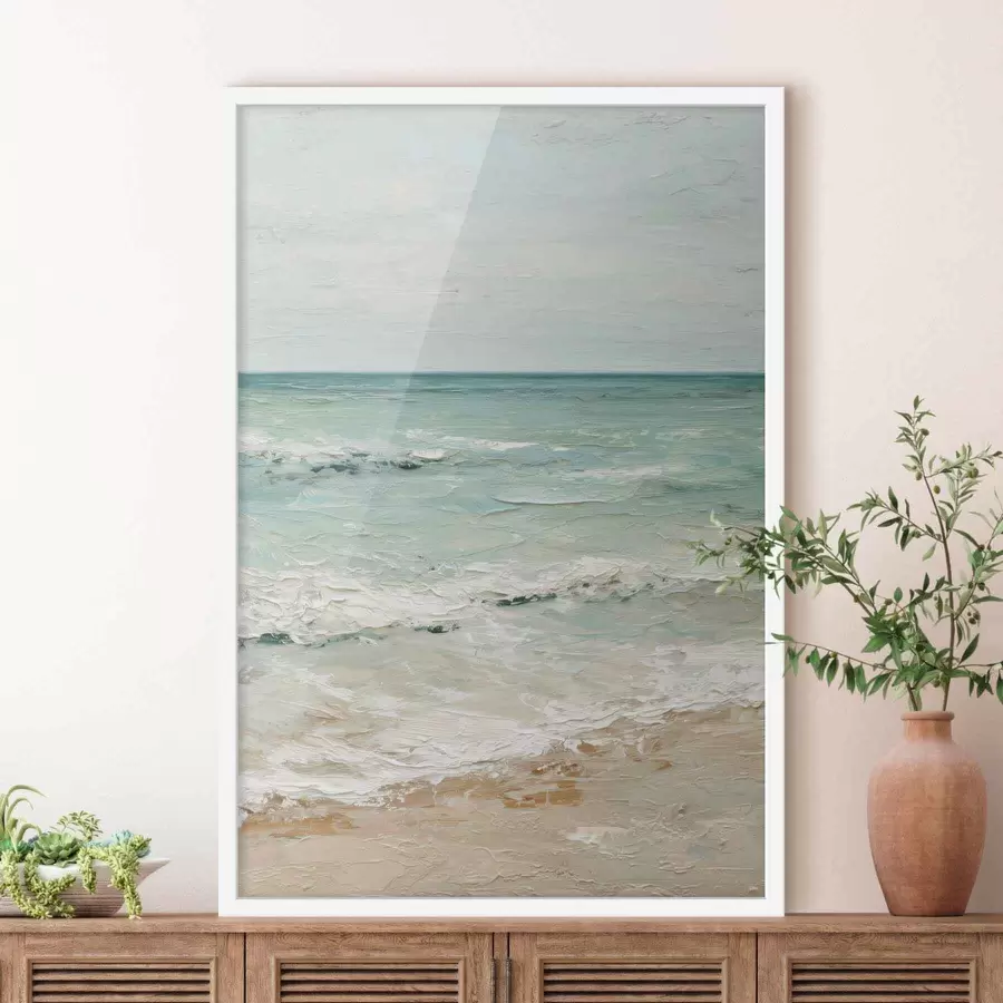 Fotobehang kust in de stijl van een olieverfschilderij f47119