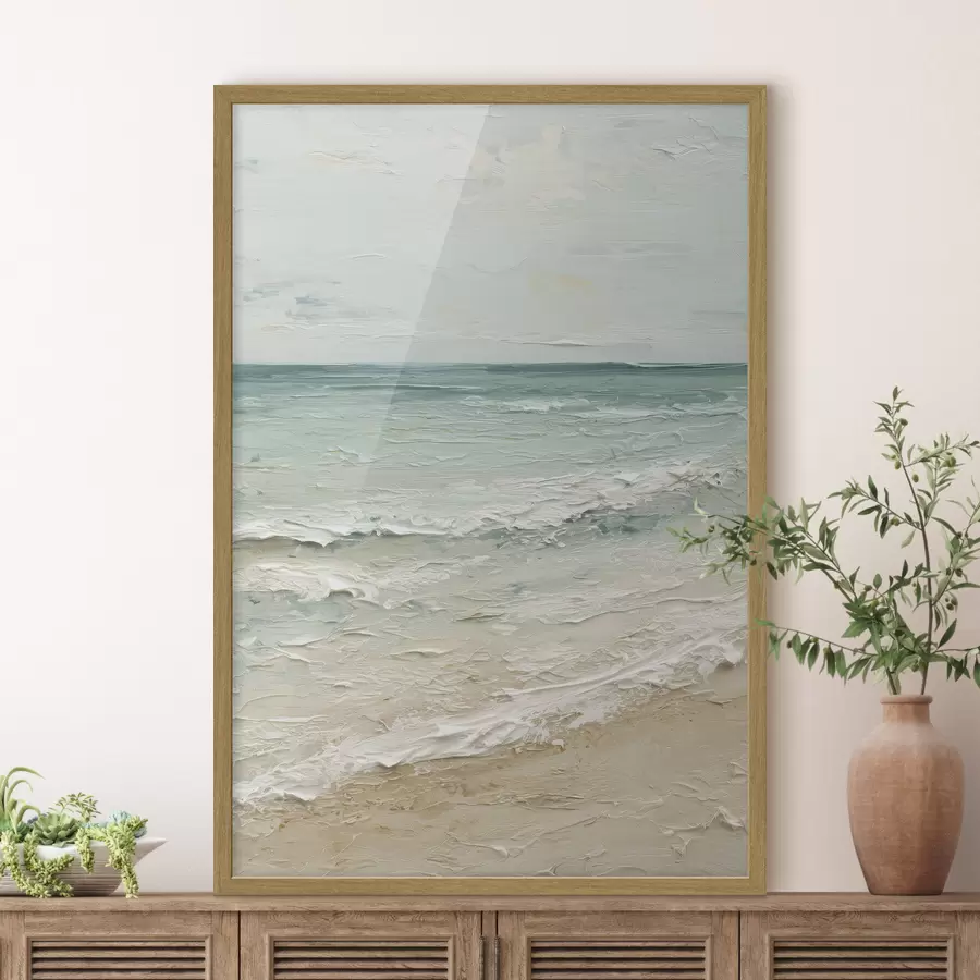 Fotobehang kust in de stijl van een olieverfschilderij f47120