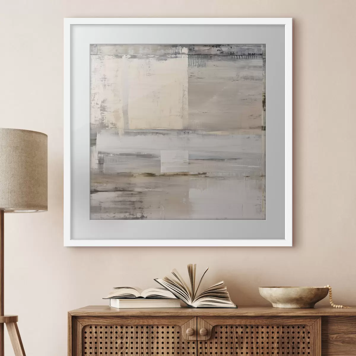 Poster hedendaagse abstractie in ingetogen tinten f47121