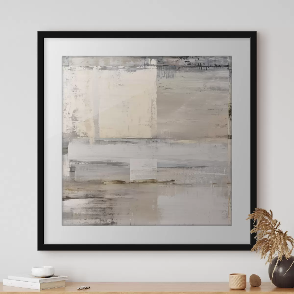 Poster hedendaagse abstractie in ingetogen tinten f47121