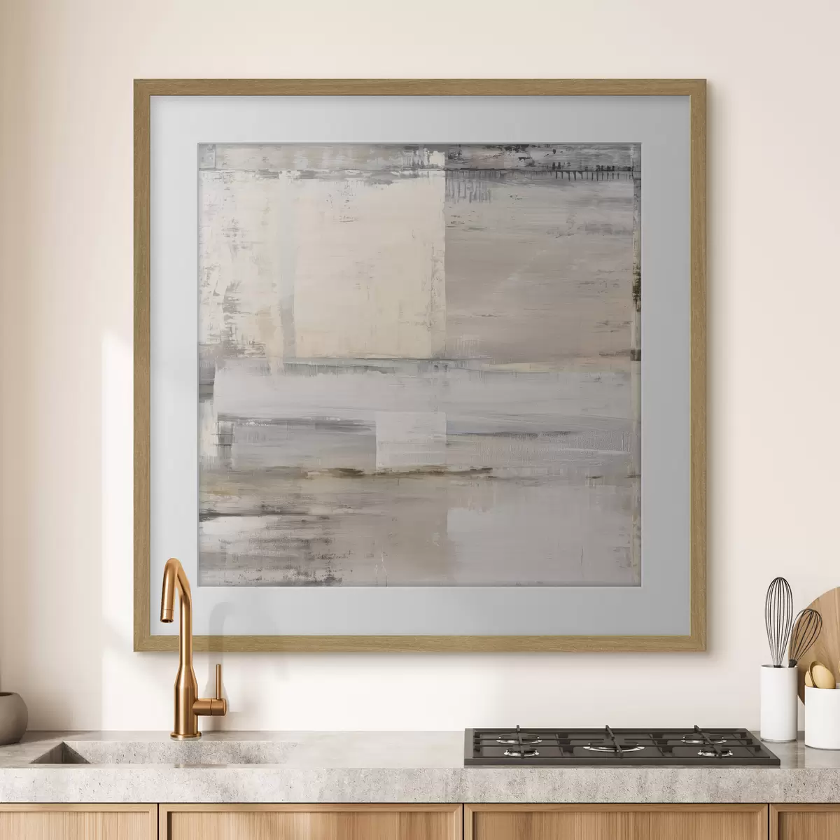 Poster hedendaagse abstractie in ingetogen tinten f47121
