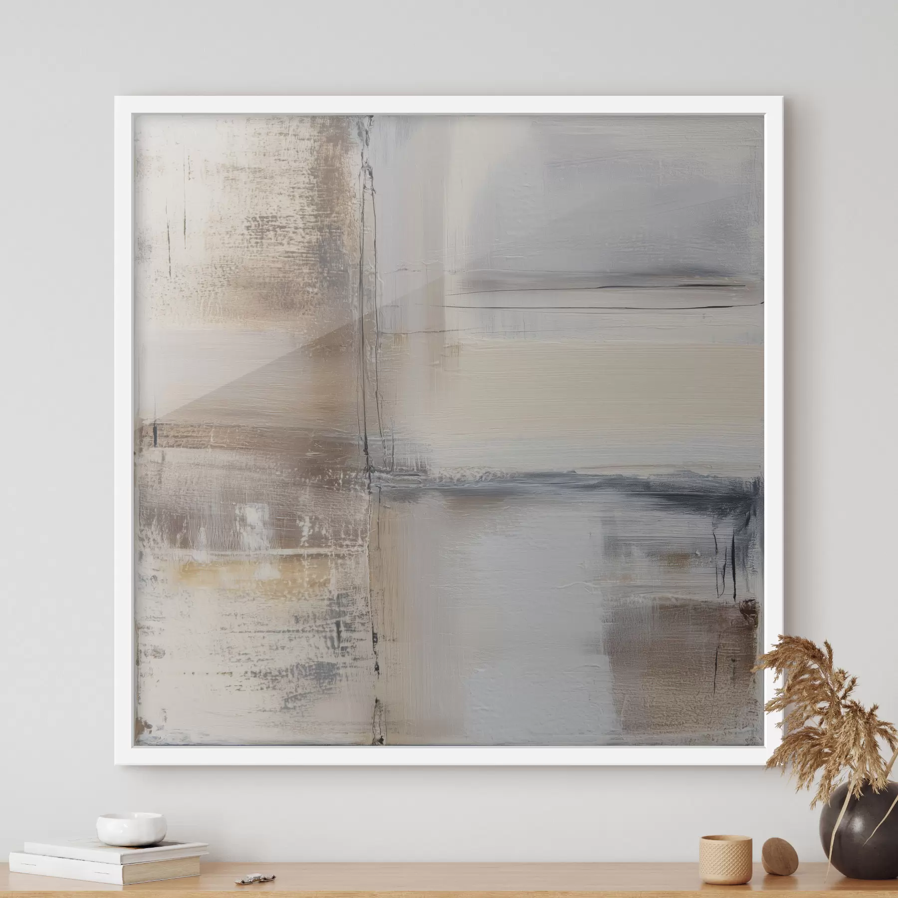 Fotobehang hedendaagse abstractie in ingetogen tinten f47122