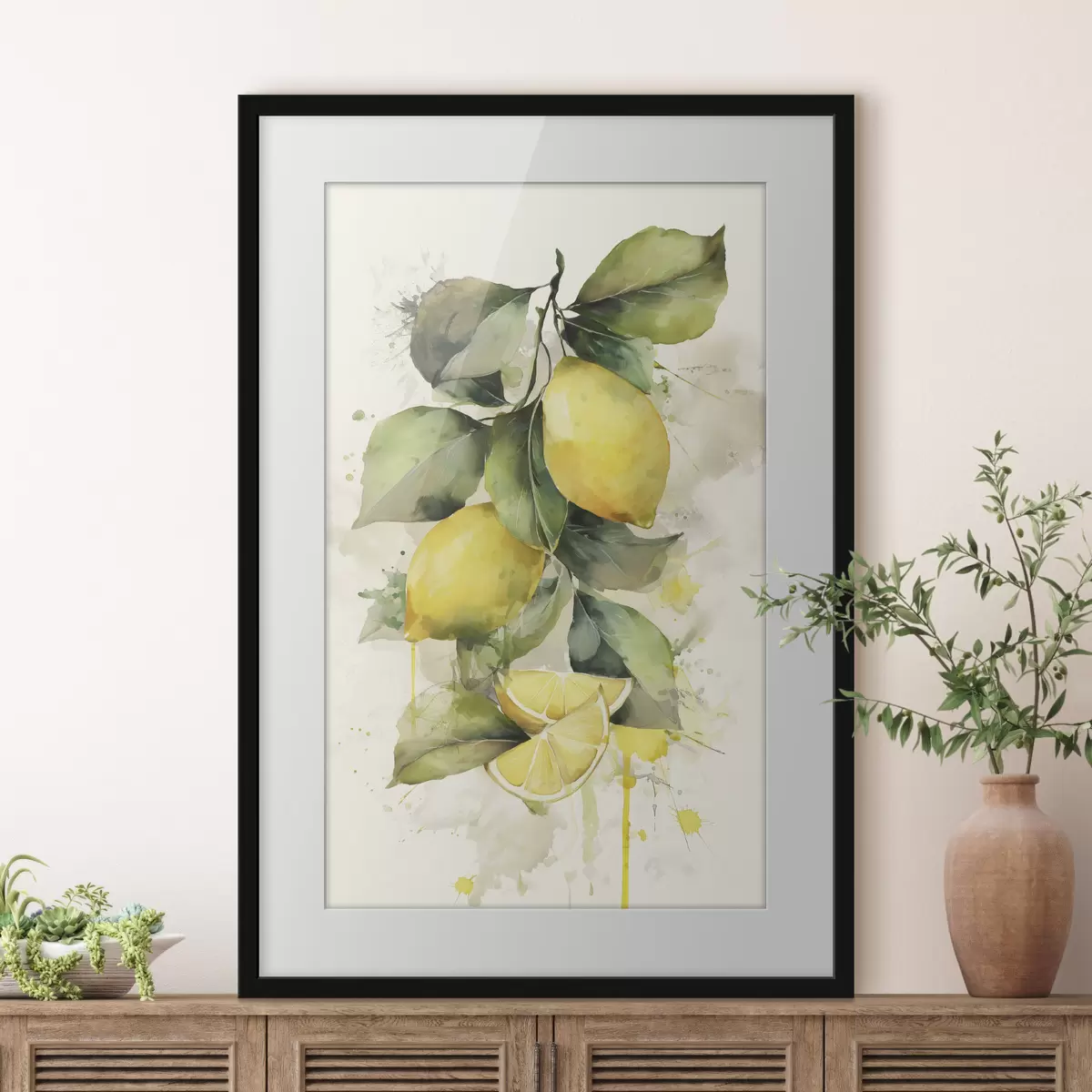Poster tak met citroenen in aquarelstijl f47124