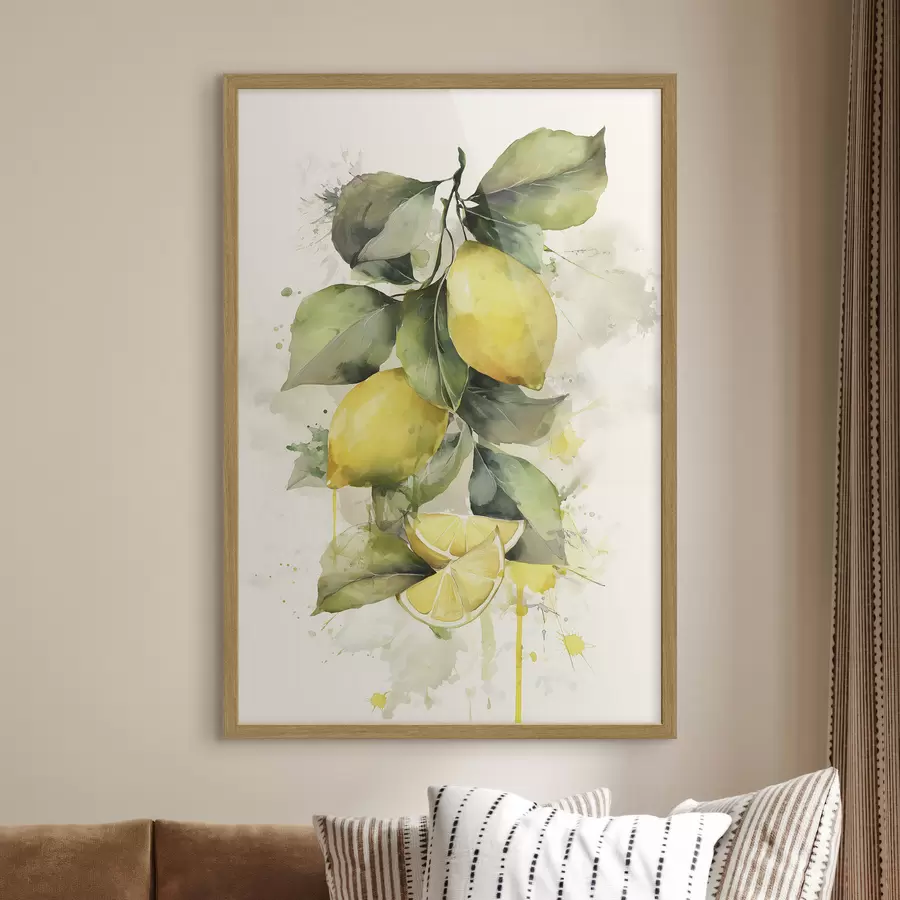 Fotobehang tak met citroenen in aquarelstijl f47124