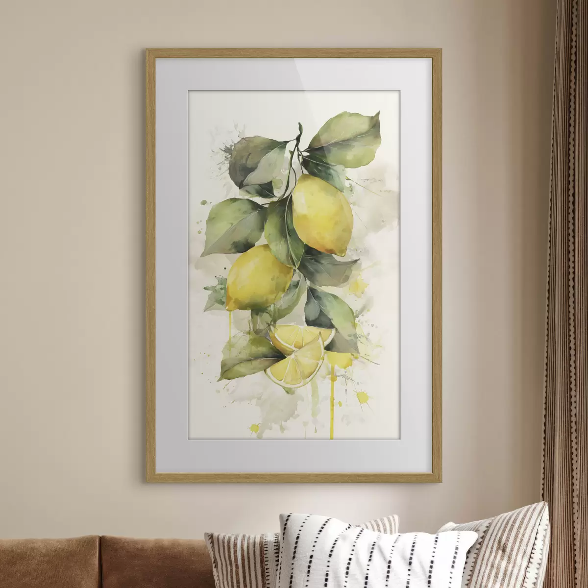 Poster tak met citroenen in aquarelstijl f47124