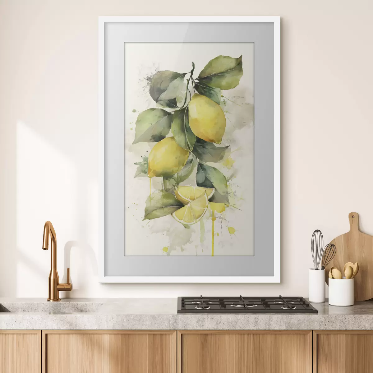 Poster tak met citroenen in aquarelstijl f47124