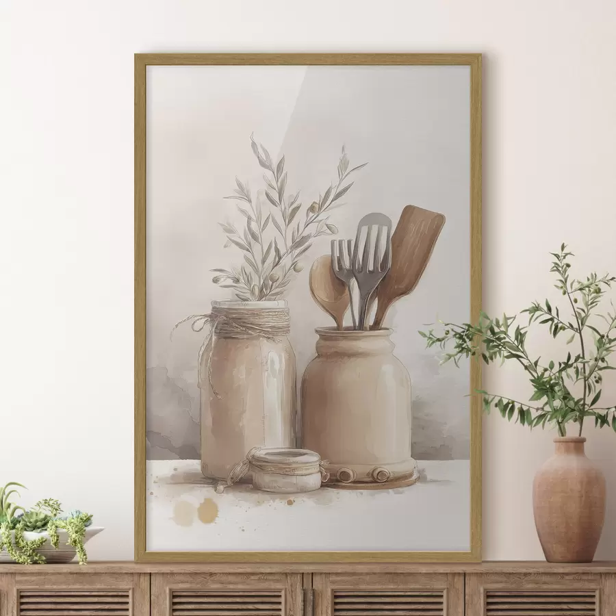 Fotobehang keuken stilleven in aquarelstijl f47125