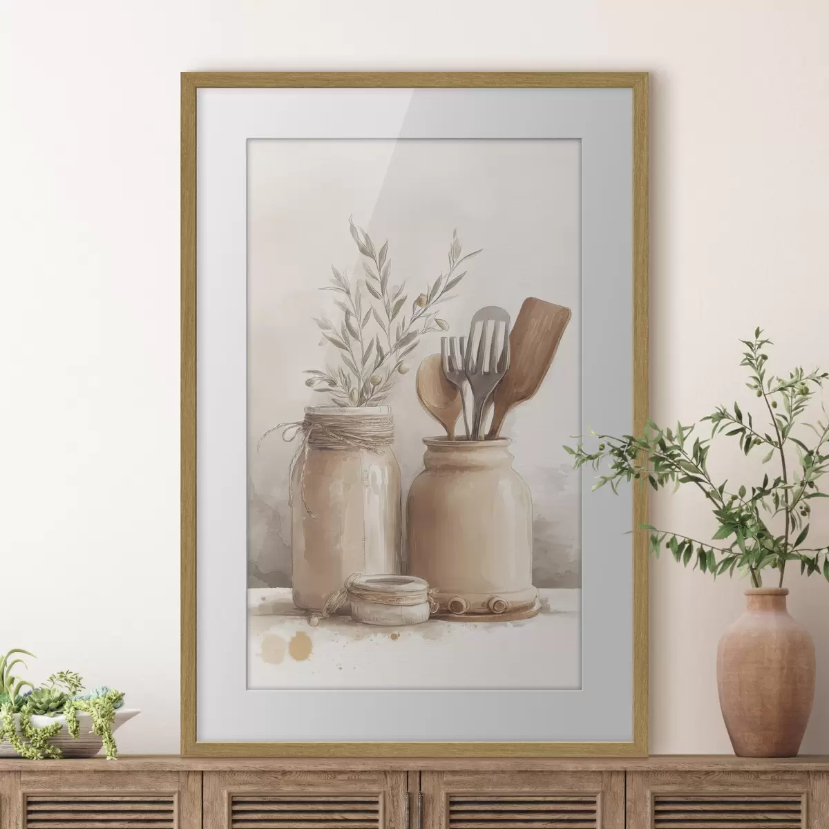 Poster keuken stilleven in aquarelstijl f47125
