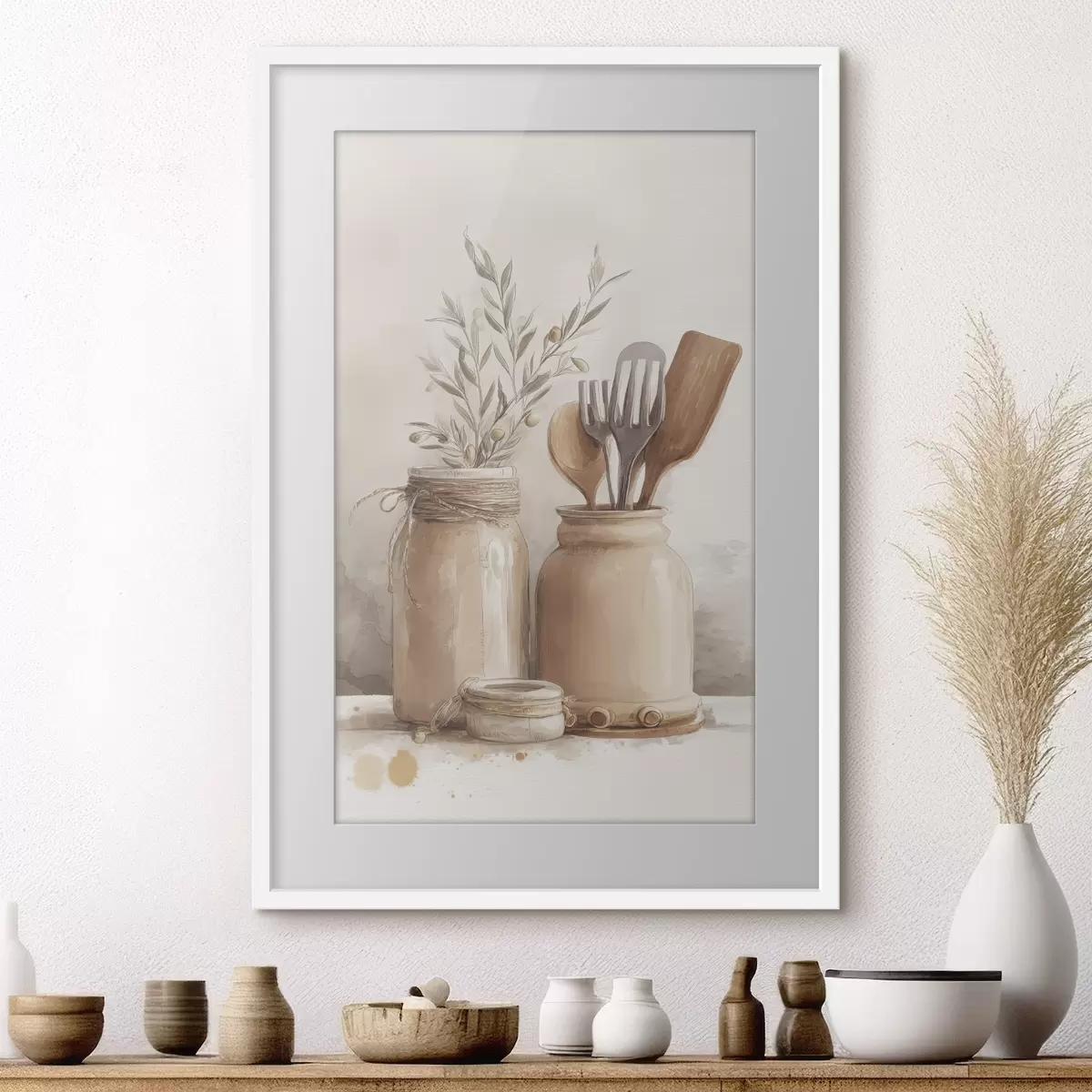 Poster keuken stilleven in aquarelstijl f47125