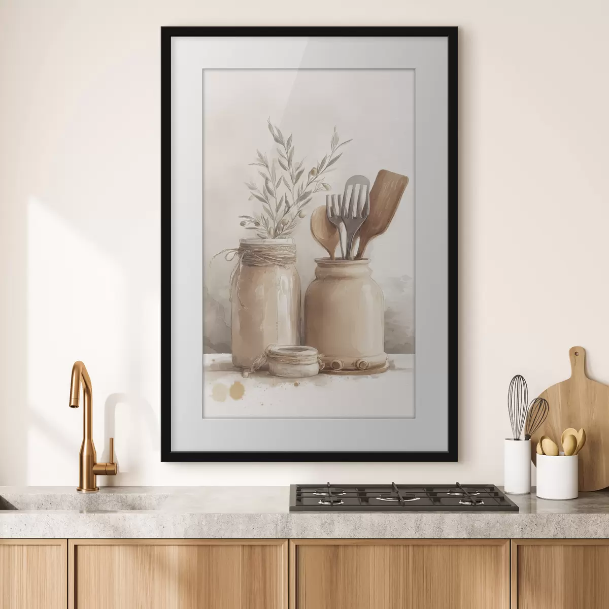 Poster keuken stilleven in aquarelstijl f47125