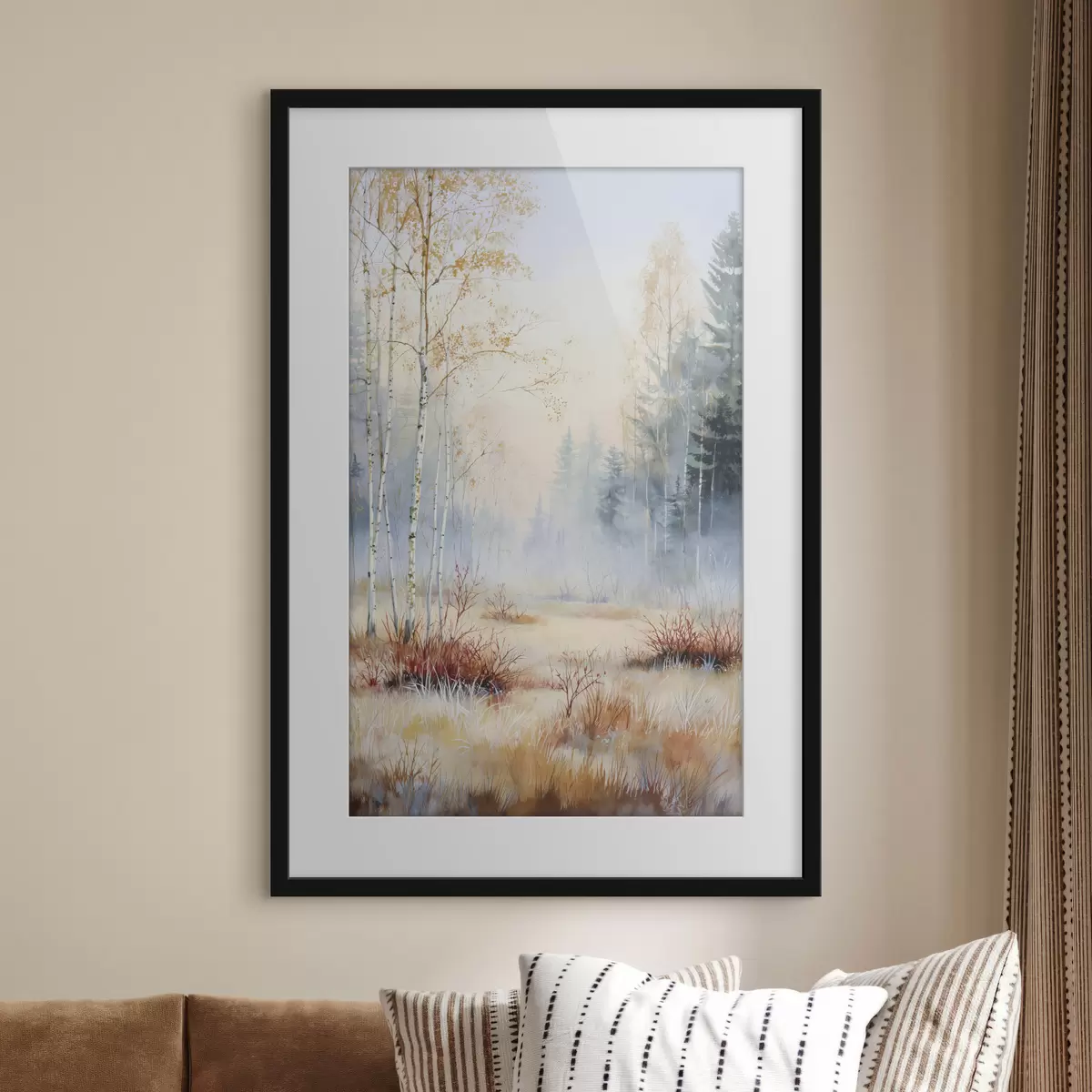 Poster landschap eerste vorst in het bos f47129