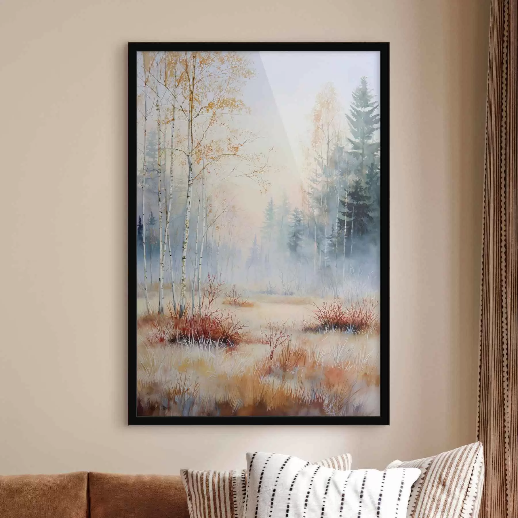 Fotobehang landschap eerste vorst in het bos f47129