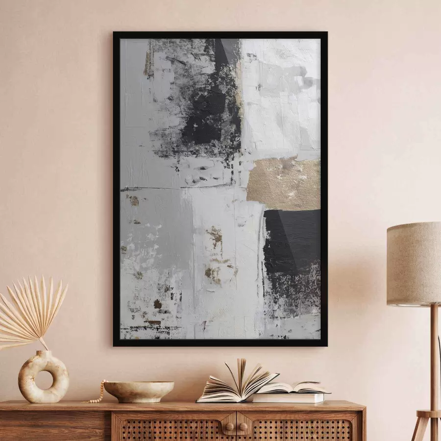 Fotobehang hedendaagse abstractie in contrasterende kleuren f47134