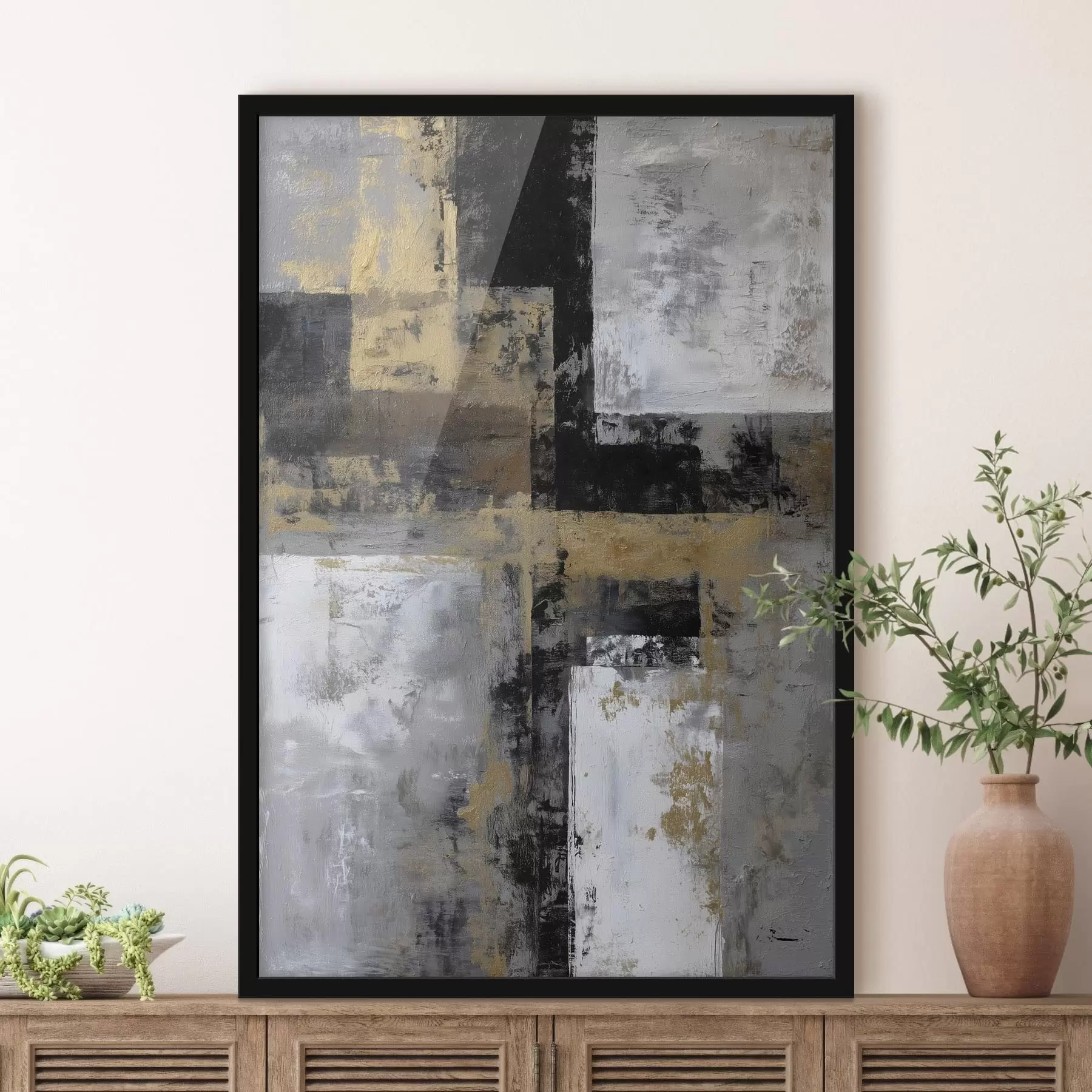 Fotobehang hedendaagse textuurabstractie in zwart-, grijs- en wittinten f47139