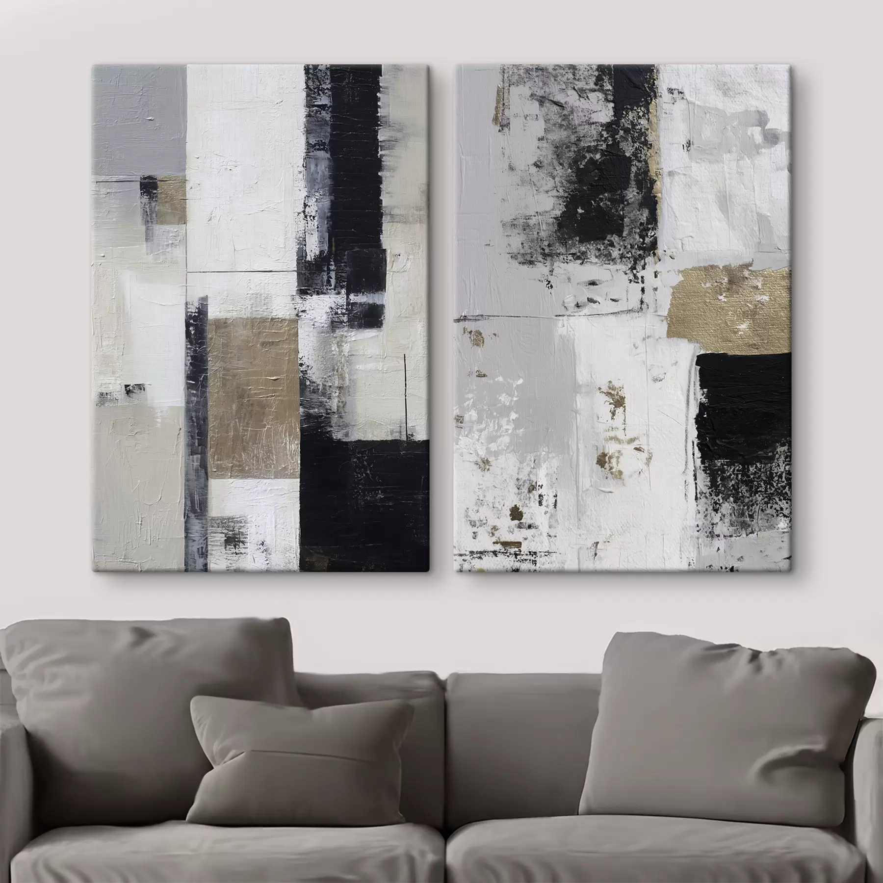  Schilderijen hedendaagse abstractie in contrasterende kleuren m01176