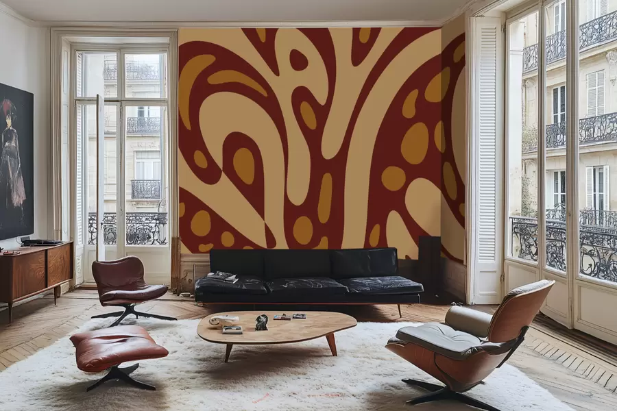 Fotobehang Abstract patroon met bruine en beige vormen w05071v2