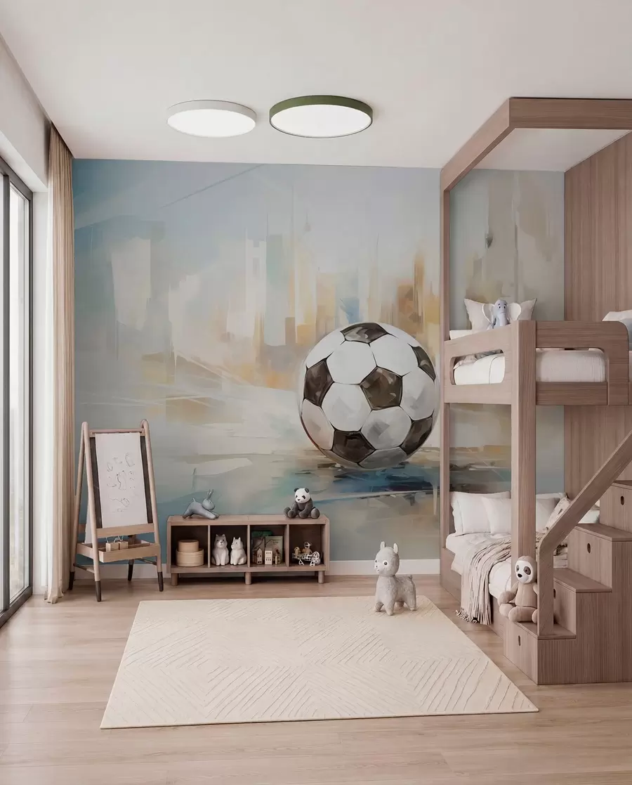 Fotobehang Voetbal in geschilderd licht w05102