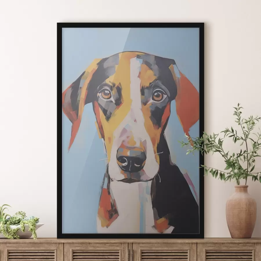 Fotobehang Portret van een hond, imitatie van een schilderij f47405